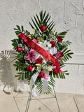 5' Roses and lilies standing spray