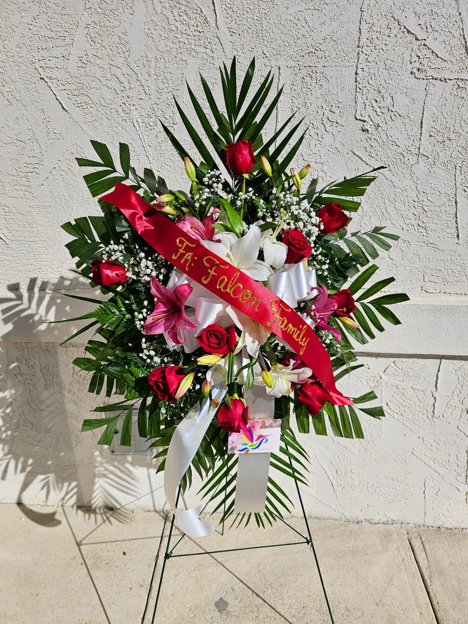 5' Roses and lilies standing spray